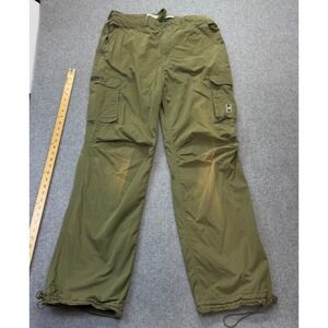 Ecko Unltd Mens Cargo Paratrooper Pants 38x34 Olive Green Cotton Drawstring Fade